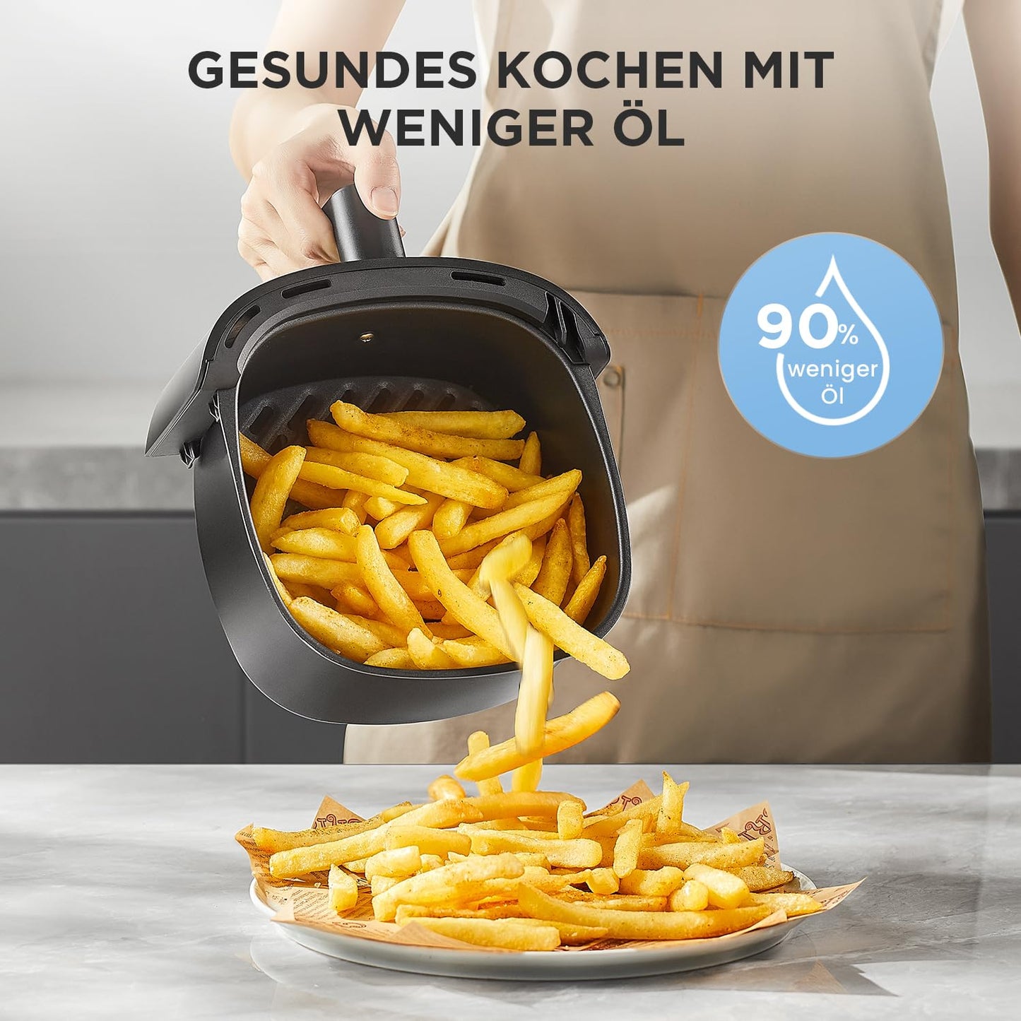 Midea Heißluftfritteuse 2L 1150W Schwarz