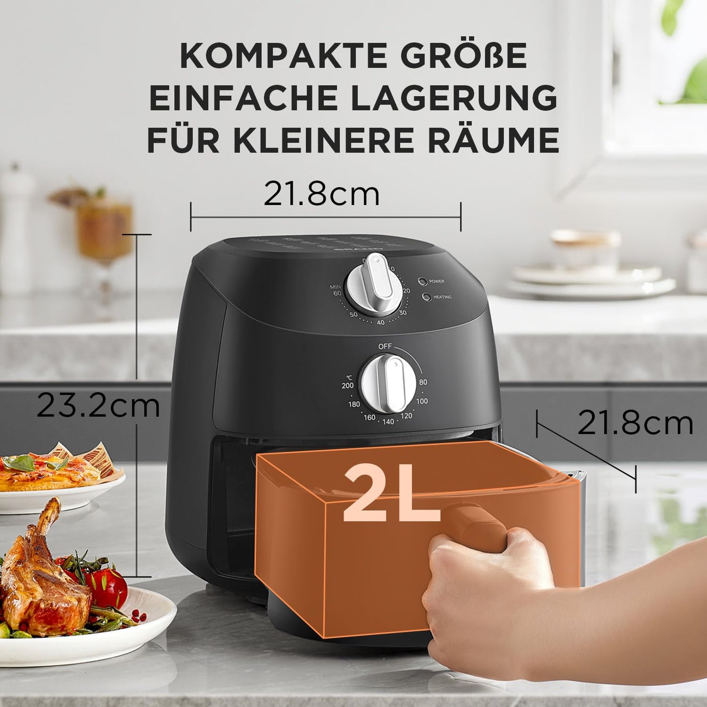 Midea Heißluftfritteuse 2L 1150W Schwarz