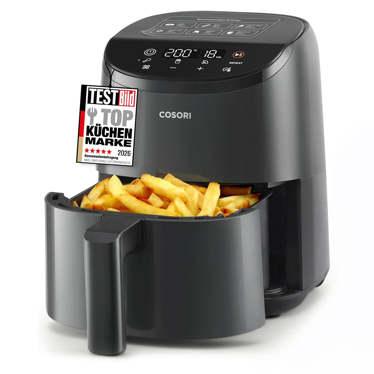 COSORI Mini Heißluftfritteuse 2L Schwarz