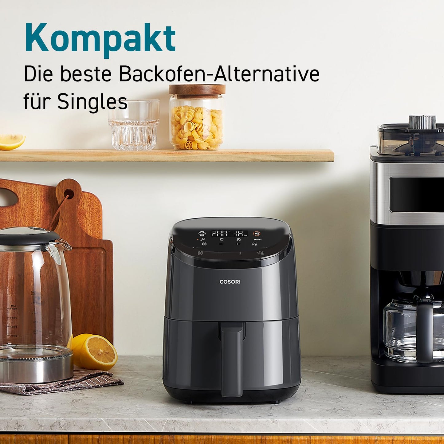 COSORI Mini Heißluftfritteuse 2L Schwarz