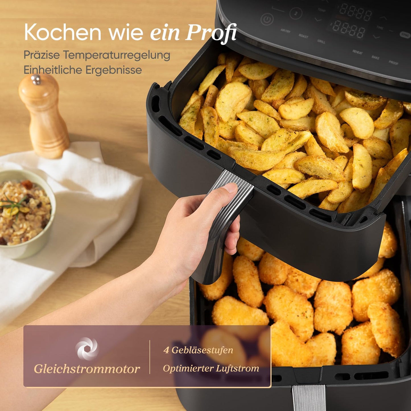 COSORI Heißluftfritteuse 2 Kammern 10.8L
