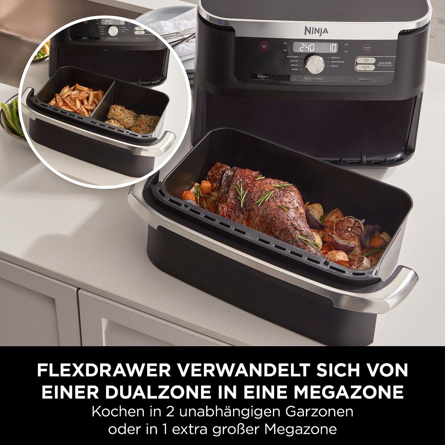 Ninja Heißluftfritteuse Dual Zone 10.4L Schwarz